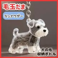 けだまだま【シュナウザー】毛玉収納ボトルキーホルダー 犬の毛 愛犬 毛玉入れ