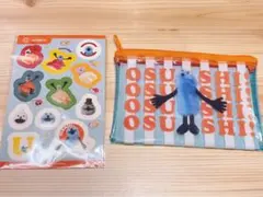 パペットスンスン　コラボ限定　スシロー　クリアポーチ&シール　ブルー