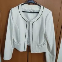レディースフォーマル★ホワイト ノーカラージャケット