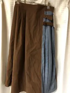 グレンチェックロングスカート　プリーツ