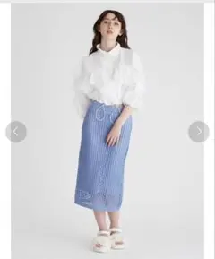 FURFUR シャイニーニットスカート ブルーのサムネイル