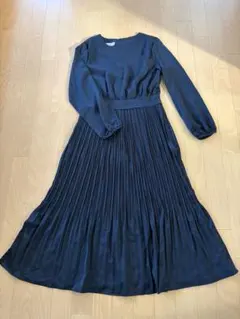 ロング ブラック ワンピース プリーツ Ｍ フォーマル オフィス 新品