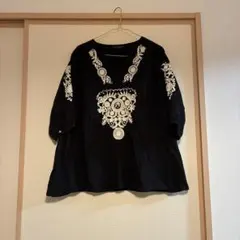 studio clip 刺繍入り チュニック ブラック 美品のサムネイル