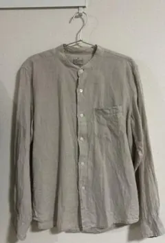 無印良品 リネン100% バンドカラーシャツ ベージュ M 麻シャツ