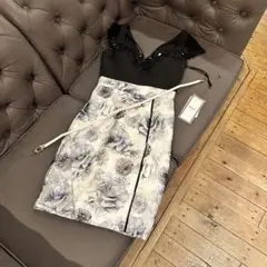 J2232新品 XS ブラック グレー花柄 キャバドレス JEWELS 立体花