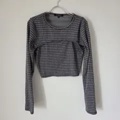美品✨ レディース チェック柄 クロップドTシャツ 【XL】トップス