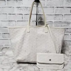 GOYARD ゴヤール ホワイト 白 サンルイPM ポーチ付き トートバッグのサムネイル