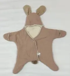 LaStella ウサギ 耳付き ピンクベージュ おくるみ 70㎝ もこもこ 冬