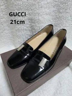 GUCCI 　ブラック　レザーパンプス　21cm　4B