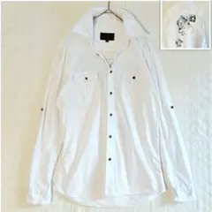 MURDER LICENSE ワイヤー入ホワイトシャツ　48(L)　ロールアップ