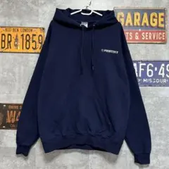 JERZEES ジャージーズ 企業ロゴ刺繍 パーカー L ネイビー 古着