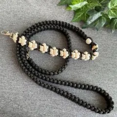 パラコード スマホショルダーストラップ 肉球編み アクセサリー パールビーズ