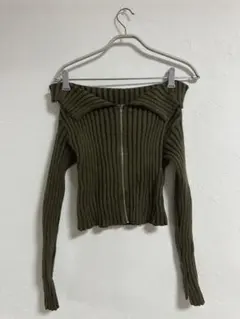 SHEIN オリーブグリーン オフショルダーセーター Sサイズ
