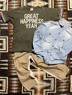 【デニムダンガリー】シャツ＋Tシャツ＋パンツ　セット売り130140