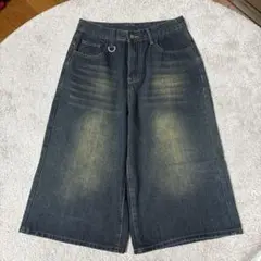 クロップド丈 ワイドデニムショーツ noremid 海外ストリート