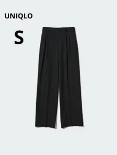 UNIQLO タックワイドパンツ ツータック・丈標準 ブラック S