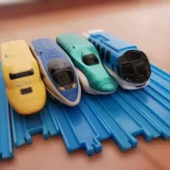 ミニプラレール4先頭車両&レール６枚　E5系500系ドクターイエロー特急しまかぜ