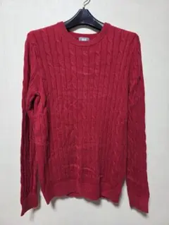 UNIQLO 赤 ケーブル編み クルーネックセーター　カシミア混 Mサイズ