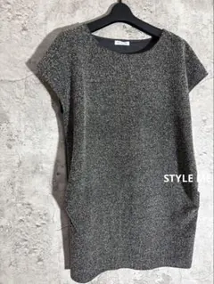 ☘️STYLE ME 綿混 フレンチスリーブ ヘリンボーン切替 半袖 日本製のサムネイル