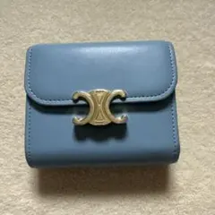 CELINE トリオンフ 三つ折り財布 ブルー