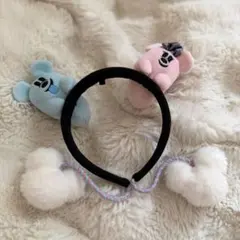 ミッキー ミニー カチューシャ ふわふわポンポン付き