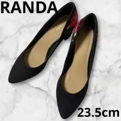 RANDA 刺繍ビジュー付きパンプス ブラック 23.5cm
