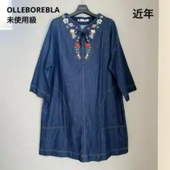 OLLEBOREBLA ぶたさん刺繍 チュニックワンピース 未使用 再値下げ！アルベロベロ♥️ぶたさん刺繍影絵 異素材パッチワーク