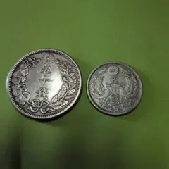 古銭 銀貨 6枚セット 竜五銭銀貨 竜十銭銀貨 鳳凰五十銭銀貨 明治