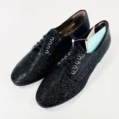【新品未使用】ペルティニ ラメ レースアップ ローファー 黒 22.5 タグ付きのサムネイル