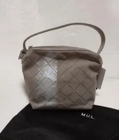 M.U.L. レザーポーチ ソフトレザーキルティング(ブラック) シルバーライン M.U.L.