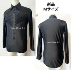 社交ダンス★新品★メンズシャツ★ラテン★シャーリング★黒L 社交ダンス 社交ダンス衣装 トップス 練習着 DANZA ダンザ メンズ