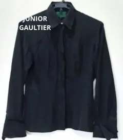 【未着用】JUNIOR GAULTIER　黒ブラウス　長袖シャツ　サイズ40のサムネイル