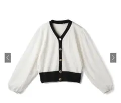 GRL シフォンスリーブ配色ニットトップス