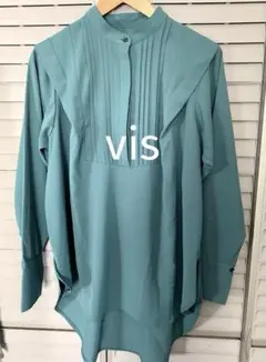 Vis ビス　ノーカラー長袖ブラウス