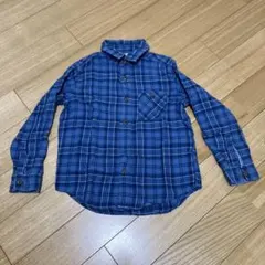 ユニクロ子供服サイズ120青 チェック柄 長袖シャツ