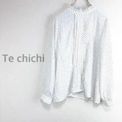 【テチチ】ドット柄ブラウス F プチフリル 長袖 かわいい スタンドカラーのサムネイル