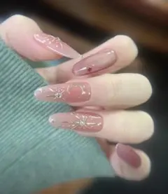 ピンク系星月モチーフネイルチップ10個セット Sサイズ