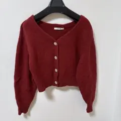 SNIDELのビジュー釦フォックスカーディガン