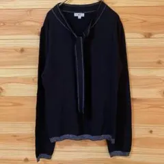 La Mode I ニット LLサイズ 黒 長袖 ネクタイ風デザイン　ラメ入り