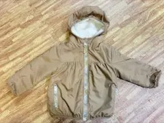 ベージュ フリース内側 フード付きアウター 90センチ