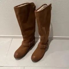 Vert Dense ブラウンロングブーツ ファー内装 ベルト付き