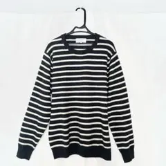 【カシミヤ100%】グリーンレーベルリラクシング ボーダーニット L グレー