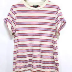 ボーダー 半袖 Tシャツ クルーネック コットン 綿 カジュアル 夏 赤 青のサムネイル