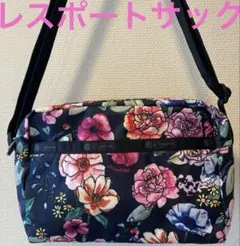 レスポートサック　ショルダーバッグ　フラワー柄ブラックのサムネイル