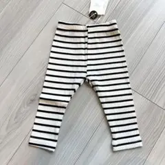【新品】 ベビー服　レギンスパンツ　ブラックボーダー 66cm