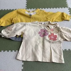 ベビー 女の子 長袖トップス 2枚セット まとめ売り 花柄 イエロー
