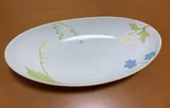未使用品★ たち吉 ホワイトブーケ　大鉢 楕円皿 オーバルボール