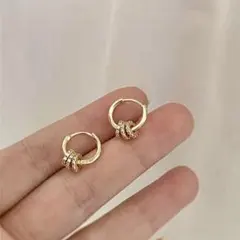 ✴️ゴールドフープピアス 2way リングデザイン　キラキラ✴️