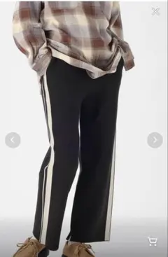 niko and ニットパンツ　黒、ベージュライン