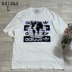 【adidas アディダス】地球グラフィック柄プリント　男女兼用　半袖TシャツL